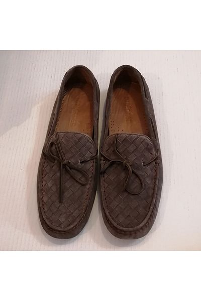 D By Divarese Unisex Genuine Suede Mink Knitted Lace-Up Soft Rubber Slip-on Loafer