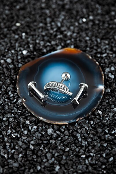Cerrahi Çelik Tragus Kıkırdak Tüy 3'lü Set Piercing