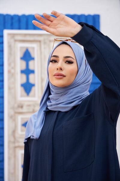 Naciye Sultan Jersey Wrap Jeans Blue