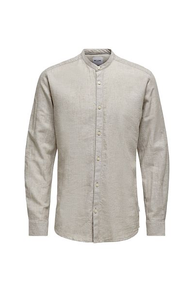 Only & Sons Men's Beige Shirt - Solid Linen Noos (22019173-chi)
