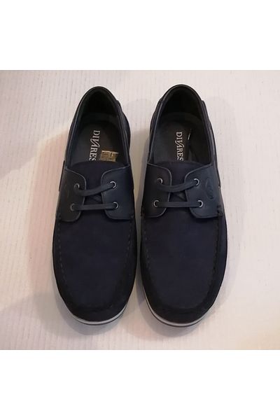 D By Divarese Unisex Genuine Leather Nubuck Combination Navy Blue Soft Rubber Sole Lace Up Shoes