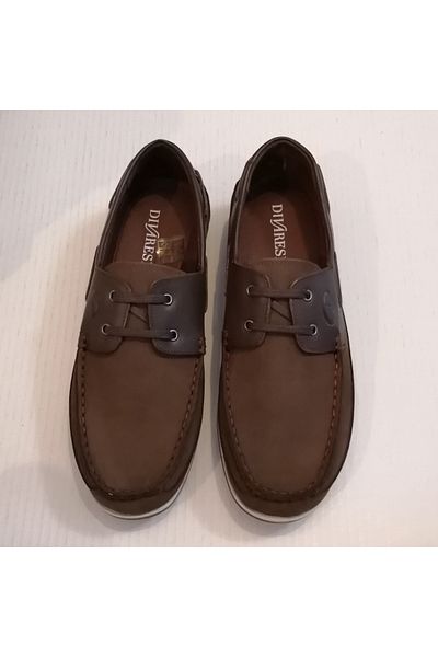 D By Divarese Unisex Leather Nubuck Combination Brown Soft Rubber Sole Lace Up Shoes