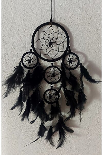 Poyegda Siyah, Çoklu, Beşli Dreamkathcer;dream Catcher; Düş Kapanı;rüya Kapanı ,