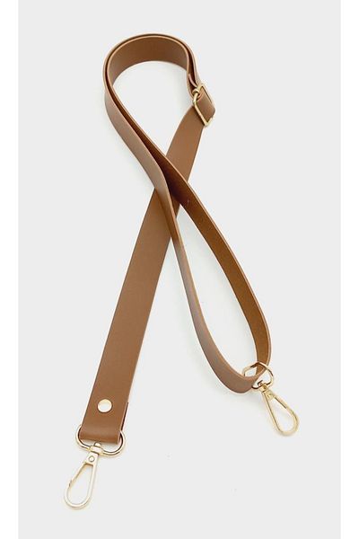 angel çanta aksesuar Faux Leather Adjustable Bag Handle 120x2.4 Cm Tan Light Gold Metal