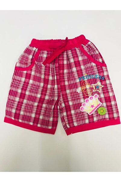Baby Slon Kids Clup Yazlık Ekose Princess Nakışlı Kız Çocuk Şort