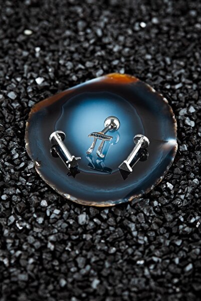 Valhalla Cerrahi Çelik Tragus Kıkırdak Pi 3'lü Set Piercing