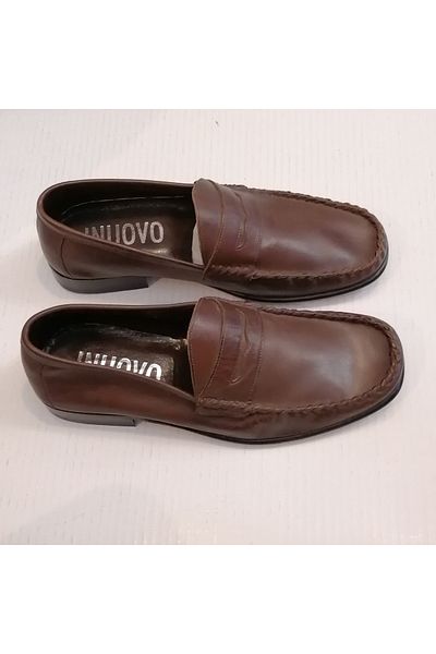 INUOVO Unisex Genuine Leather Coffee Banded Hand Stitched Very Soft Genuine Leather Stitched Sole Loafer