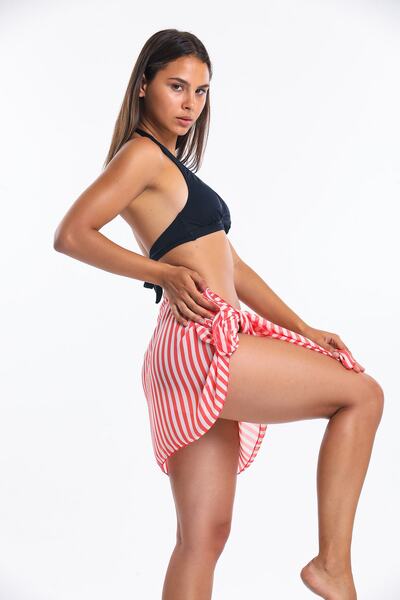 Donna Liberta Red Striped Pareo Women's Beach Dress New Season Donnaliberta 9801