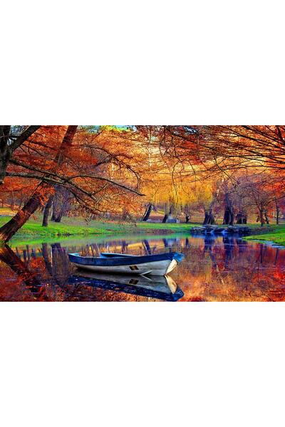 Lona Sanat Kayık Ve Dere Temalı Kanvas Tablo Salon Oturma Yatak Odası Ofis An...