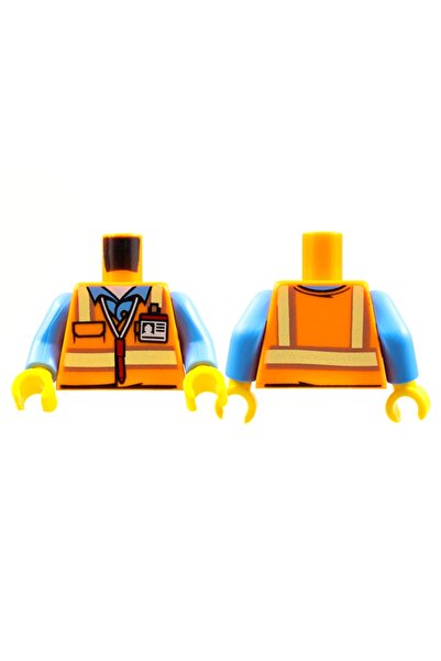 LEGO Orjinal Moc Custom Minifigür Minifigure Gövde Torso Turuncu Inşaat Yelek...