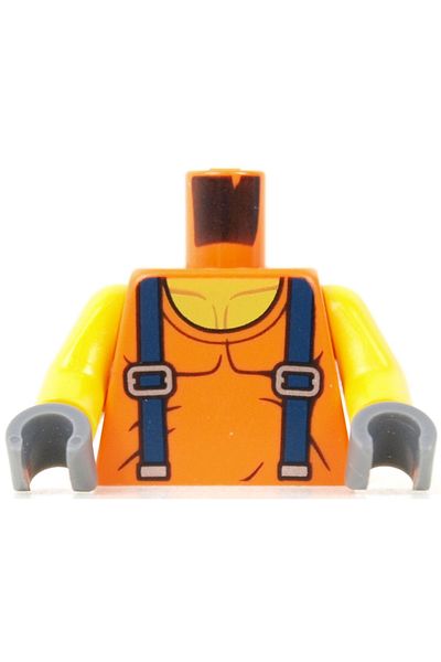 LEGO Original Moc Custom Minifigure Minifigure Body Torso Orange Muscle Strap T-shirt Construction Worker