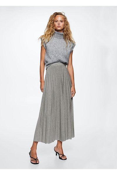 MANGO Woman Pleated Midi Skirt