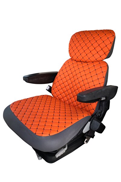 Binbir Trend غطاء مقعد جرار كوبوتا 3 قطع، غطاء مقعد رافعة شوكية - جلد برتقالي