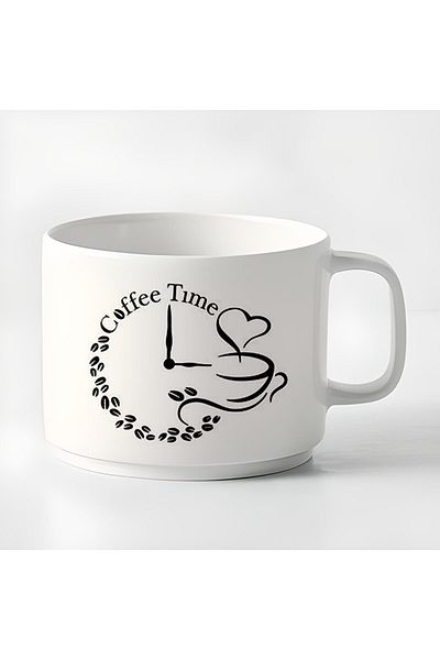 GünayStore Double Turkish Coffee Cup & Espresso Coffee Time Printed Mug 180 Ml