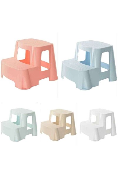 abnturk 1 Adet Açık Kahve Çocuk Basamağı Jolly 2 Katlı Basamaklı Merdiven 35x...