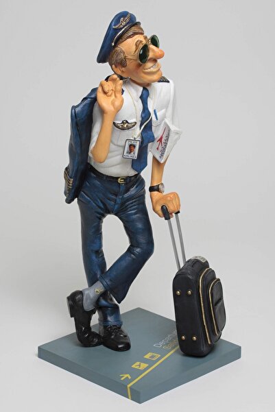 Forchino Karikatür Tarzı El Yapımı Pilot Biblosu / Erkek Pilot Hediyeleri / P...