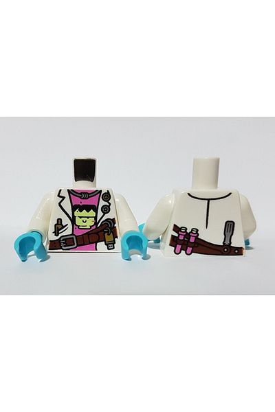 LEGO White Frankenstein Printed Professor Minifigure - Body and Torso Moc Custom