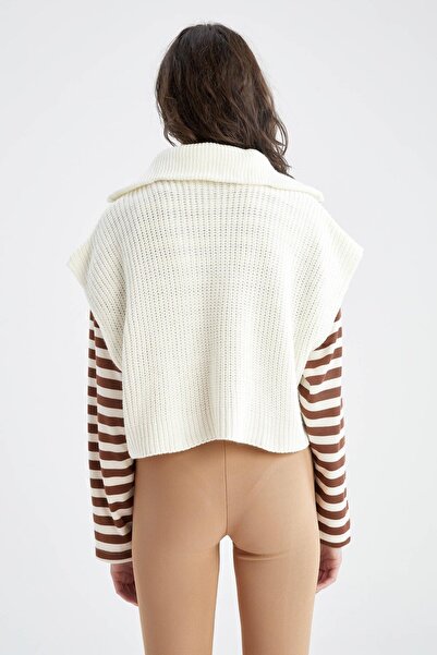 DeFacto Oversize Fit Polo Yaka Yarım Fermuarlı Kazak