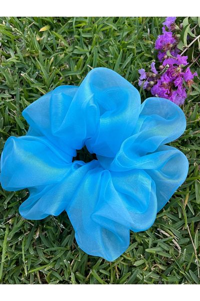 RED FOX KB 1.Cality Blue Organza Scrunchie Fabric Bagel Catarama de marime mari
