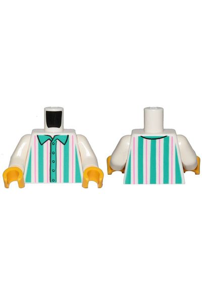 LEGO Original Moc Custom Minifigure Minifigure Trunk Torso White Pink Turquoise Striped Shirt