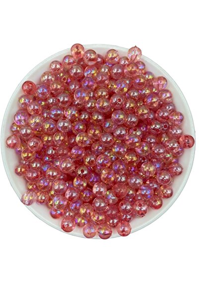 Hedef Bijuteri خرزة كرة أكريليك جنجان باللون الوردي 8 مم، مجوهرات لامعة، خرزة صناعة الحقائب (50 جرام، ~ 170 قطعة)