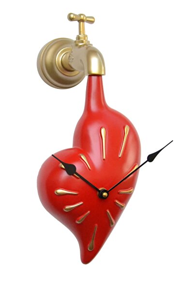 Musluktan Damlayan Kalpli Duvar Saati / Love Time Clock
