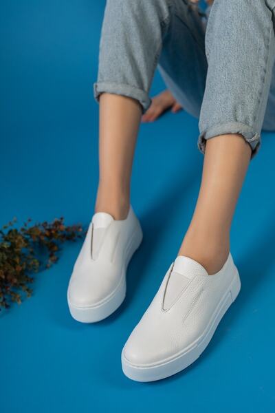 PASSAGE SHOES Λευκό - 2055 Γυναικεία Αθλητικά Παπούτσια από Γνήσιο Δέρμα