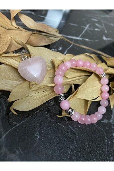 Melek Bozkurt Terazi Burcu Bilekliği Ve Kolye Ucu Pembe Kuvars