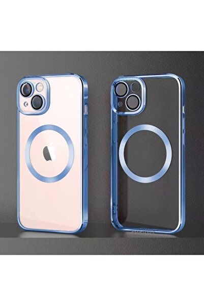 m.tk moveteck Iphone 13 Uyumlu Kılıf Kamera Çıkıntı Koruma Parlak Renkli Manyetik Magsafe Halkalı Şeffaf