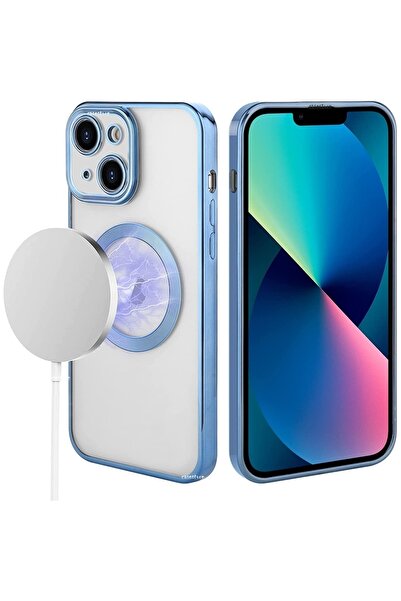 m.tk moveteck Iphone 13 Uyumlu Kılıf Kamera Çıkıntı Koruma Parlak Renkli Manyetik Magsafe Halkalı Şeffaf
