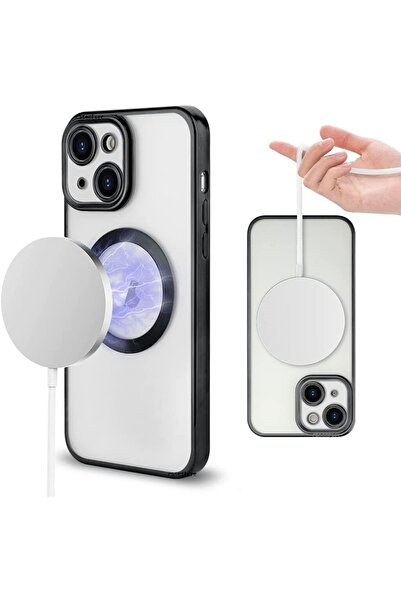 m.tk moveteck Iphone 13 Uyumlu  Kılıf Kamera Çıkıntı Koruma Parlak Renkli Manyetik Magsafe Halkalı Şeffaf
