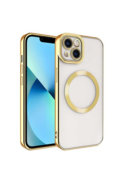 m.tk moveteck Iphone 13 Uyumlu Kılıf Kamera Çıkıntı Koruma Parlak Renkli Manyetik Magsafe Halkalı Şeffaf