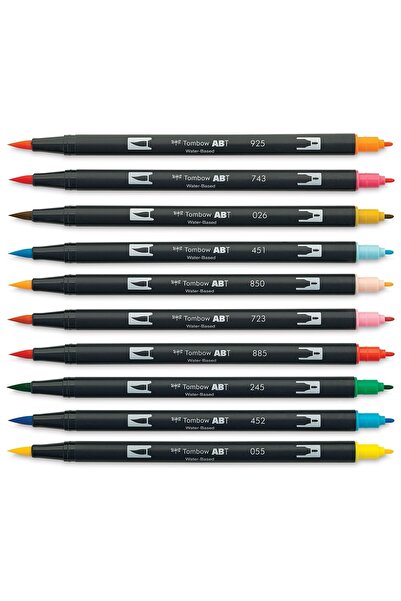 Tombow : Ab-t Dual Brush Pen Graphic Pen Set : Celebration Colors (10 Colors)