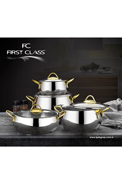 First Class 8 Parça Delux Tencere Seti Gold