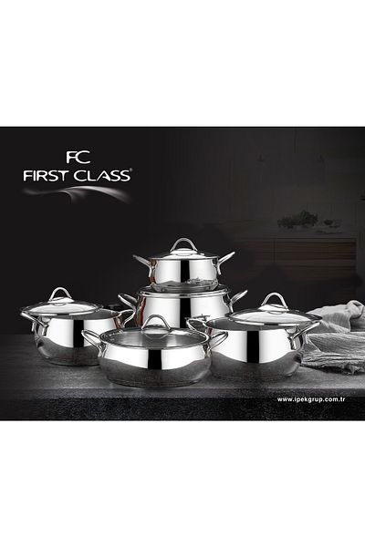First Class 10 Piece Deluxe Cookware Set Platinum