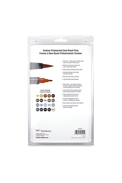 Tombow : Ab-t Dual Brush Pen Graphic Pen Set : Neutral Colors (20 Colors)