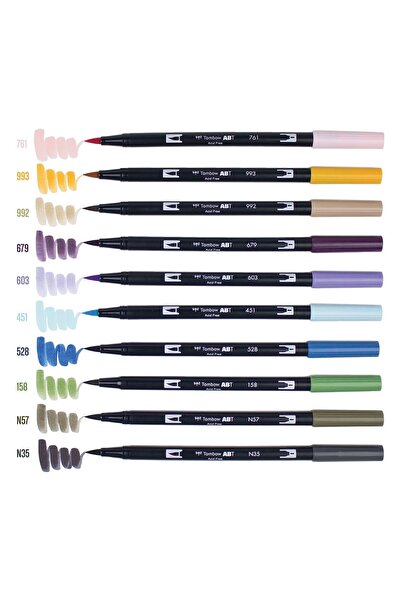 Tombow : Ab-t Dual Brush Pen Graphic Pen Set : Desert Flower Colors (10 Colors)