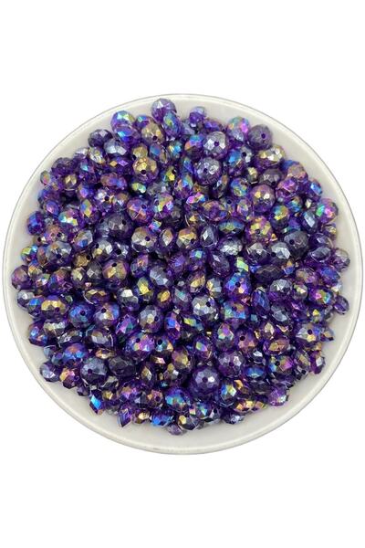 Hedef Bijuteri Mor Renk 8mm Basık Janjanlı Akrilik Boncuk,parlak Takı Yapım H...