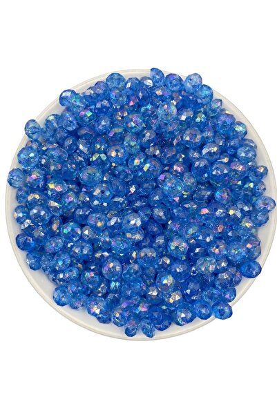 Hedef Bijuteri اللون الأزرق 8 مللي متر خرز أكريليك مسطح الشكل ، خرز هواية صنا...