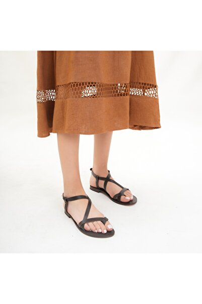 DaphneSandals El Yapımı Hakiki Deri Kahve Bodrum Sandaleti - 5007