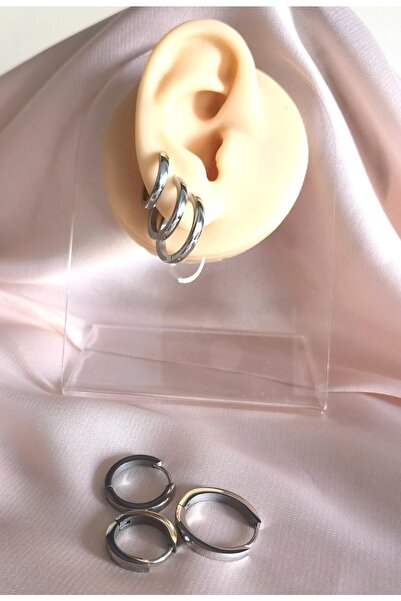 Bylin أقراط حلقية فولاذية جراحية - 3 أزواج