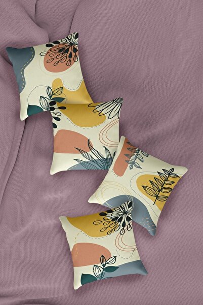 Dekomall Husă de pernă bej modern Boho cu două fețe, 4 piese 063