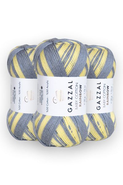 Gazzal Baby Cotton Rainbow 50 Gr 3 Pack Amigurimi Punch Πλεκτό Σχοινί Χεριού (479)