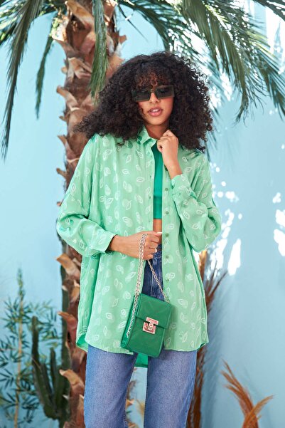 Orfeo Negro Leaf Pattern Oversize Cut Jacquard Shirt