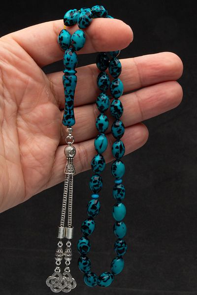 OTTOTESBİH Men's Gift Barley Cut Mosaic Powder Amber Prayer Beads