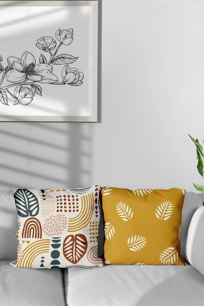 Moud's Double Sided Printed Autumn Patterned 2-Piece Combination Suede Throw Pillow Case