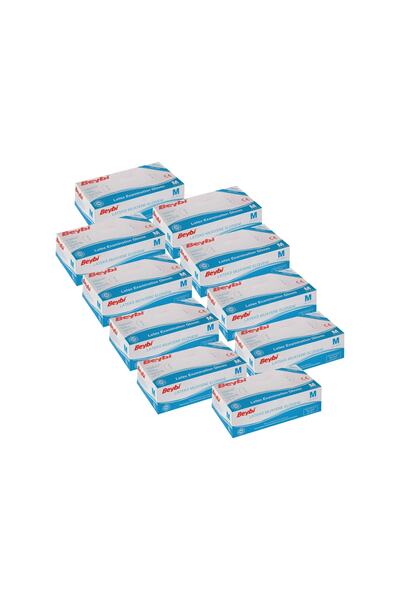 Beybi قفازات فحص لاتكس بودرة (مقاس m) (10 حبة)