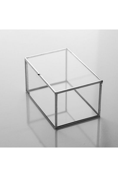 El Crea Designs 15x10x8cm Silver Glass Lid Jewelry Accessory Jewellery Ring Box Organizer Organization Engagement