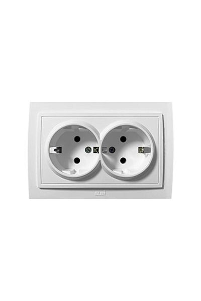 ELBİ Zena White Double Recessed Grounded Socket (1 piece)