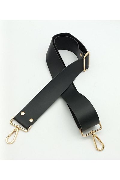 angel çanta aksesuar Τσάντα από συνθετικό δέρμα μαύρο - 120x4 cm, ελαφρύ χρυσό μέταλλο, λαβή Kalsap